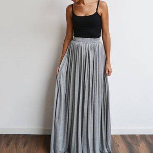 New Heather Gray Pocket Maxi Skirt